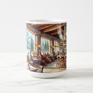 Cafe in Banff Canada Watercolor Painting Coffee Mug