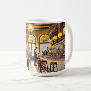Cafe in Barcelona Spain Watercolor Painting Coffee Mug