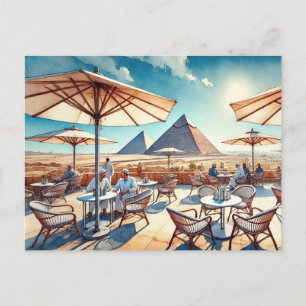 Cafe in Cairo Egypt Giza Pyramids Postcard