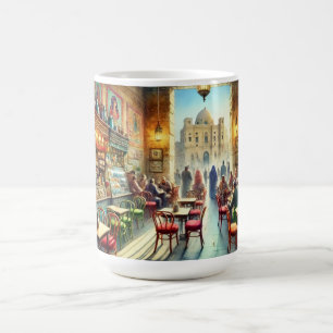 Cafe in Cairo Egypt Watercolor Painting Coffee Mug