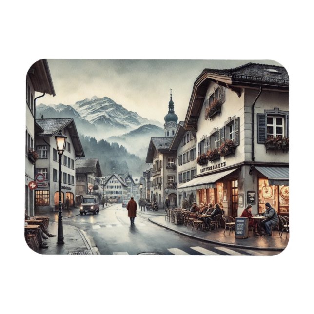 Cafe in Interlaken Switzerland Magnet (Horizontal)