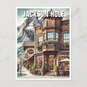 Cafe in Jackson Hole Wyoming Travel Postcard