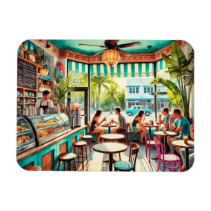 Cafe in Miami Watercolor Magnet