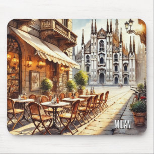Cafe in Milan Watercolor Painting Mug Mouse Mat