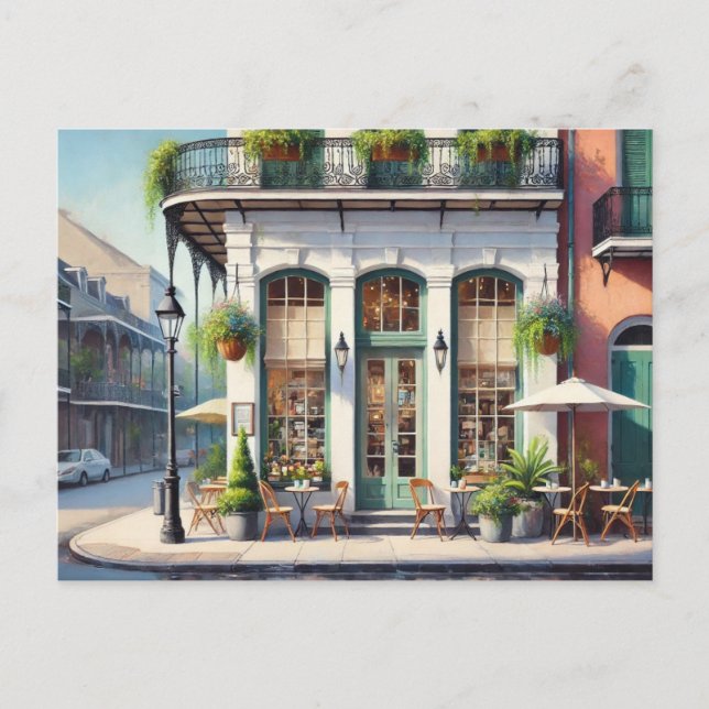 Cafe in New Orleans Louisiana Holiday Postcard (Front)