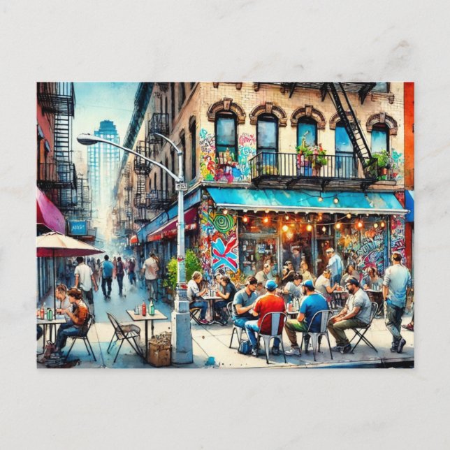 Cafe in New York Bronx Postcard (Front)