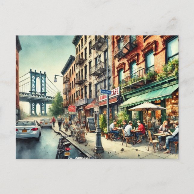 Cafe in New York Brooklyn Postcard (Front)