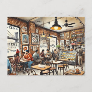 Cafe in New York Queens Postcard