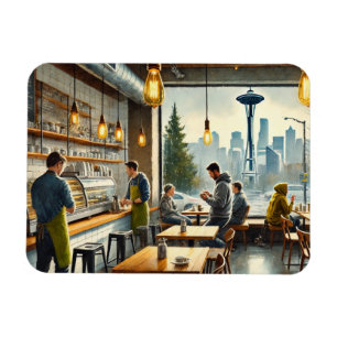 Cafe in Rainy Seattle Magnet
