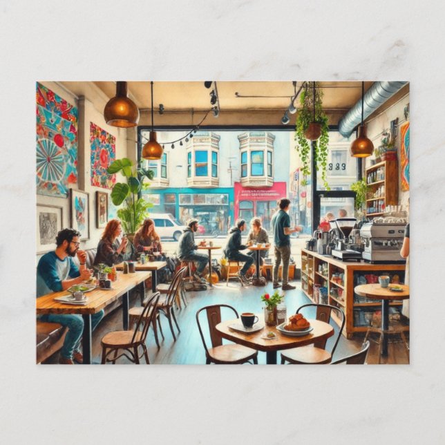 Cafe in San Francisco Mission District Mug Postcard (Front)