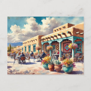 Cafe in Santa Fe New Mexico Postcard