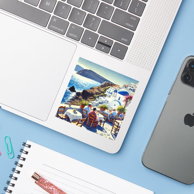 Cafe in Santorini (Laptop w/ iPhone)