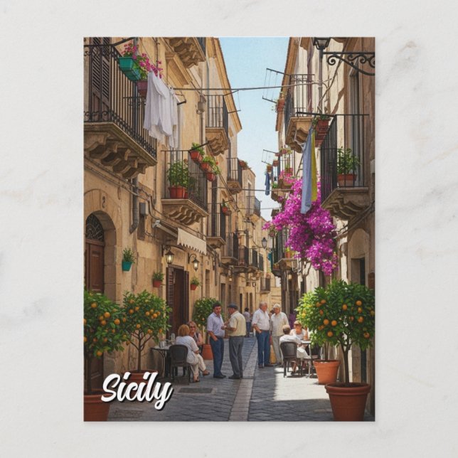 Cafe in Sicily Italy Postcard (Front)