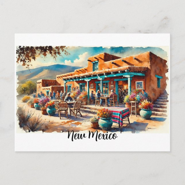 Cafe in Taos New Mexico Postcard (Front)