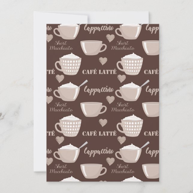 Cafe Latte Brown Coffee Cup Cappuccino Invitation (Front)