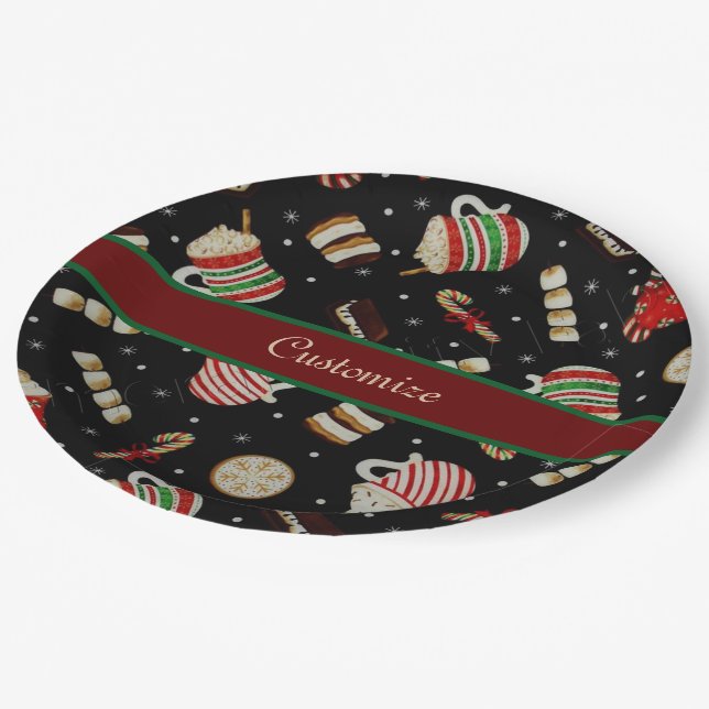 Cafe Latte Christmas Coffee Paper Plate (Angled)