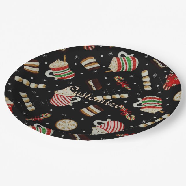 Cafe Latte Christmas Coffee Paper Plates (Angled)