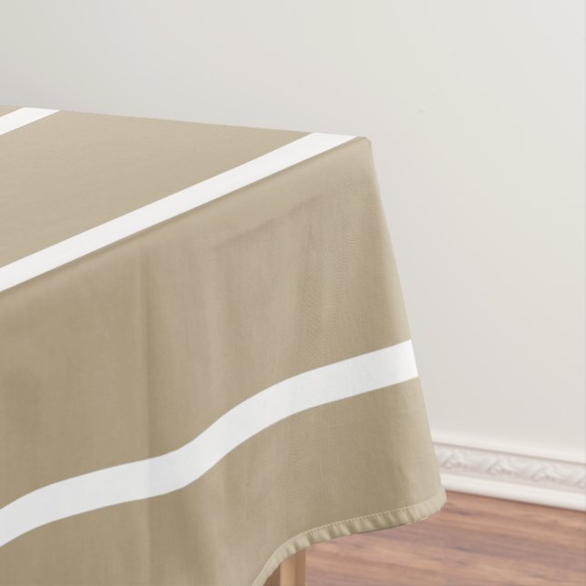 Cafe Latte White Pinstripe Tablecloth (In Situ)