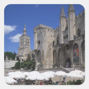 Cafe, Le Palais des Papes, Avignon, Vaucluse, Square Sticker