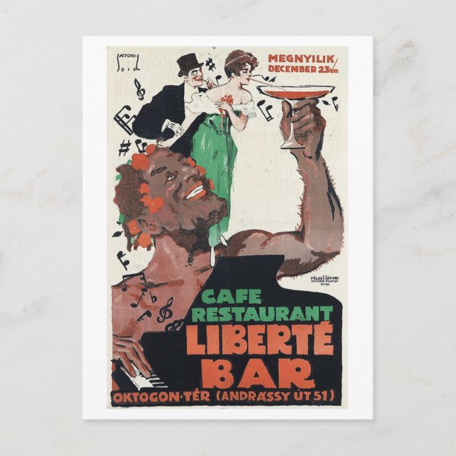 Cafe Liberte Bar, Hungary, 1918 Vintage Postcard (Front)