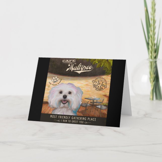 Cafe Maltipoo Holiday Card (Front)
