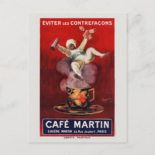 Cafe Martin French Art Deco Vintage Poster 1921 Postcard