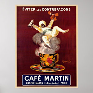 Cafe Martin Vintage Paris France Advertising Poster