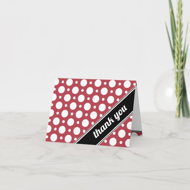 Cafe Merlot Red Assorted Polka Dot Thank You Card (Front)