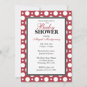 Cafe Merlot Red Assorted Polka Dots Baby Shower Invitation