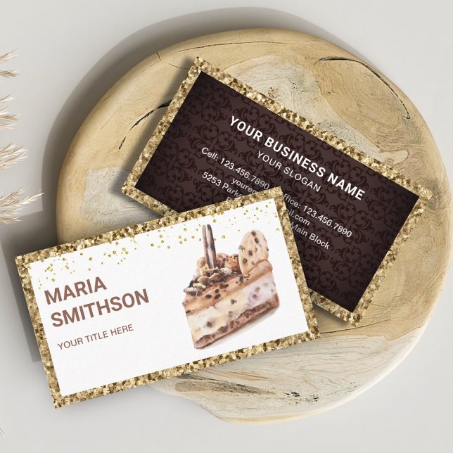 Cafe Mocha Chocolate Cake Slice Pastry Chef Bakery Business Card (Creator Uploaded)