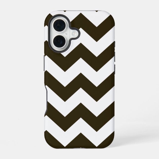 Café Mocha Neutral Chevrons iPhone 16 Case (Back)
