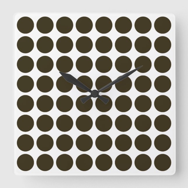 Café Mocha Neutral Dots Square Wall Clock (Front)