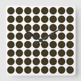 Café Mocha Neutral Dots Square Wall Clock