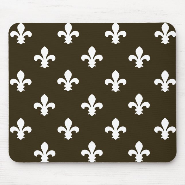 Café Mocha Neutral Fleur de Lys Mouse Mat (Front)