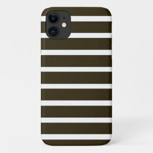 Café Mocha Neutral Stripes iPhone 11 Case