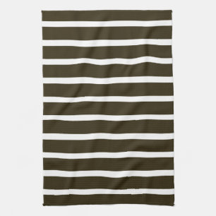 Café Mocha Neutral Stripes Tea Towel