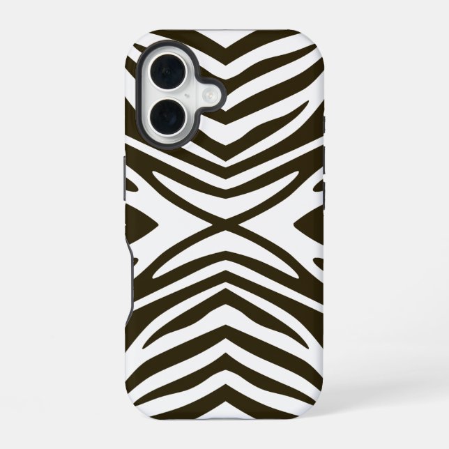 Café Mocha Neutral Zebra iPhone 16 Case (Back)