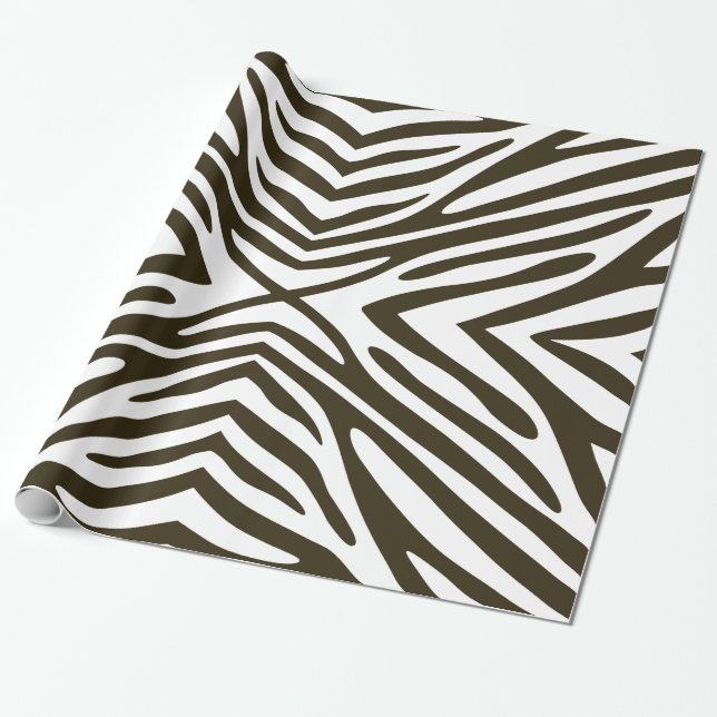 Café Mocha Neutral Zebra Wrapping Paper (Unrolled)