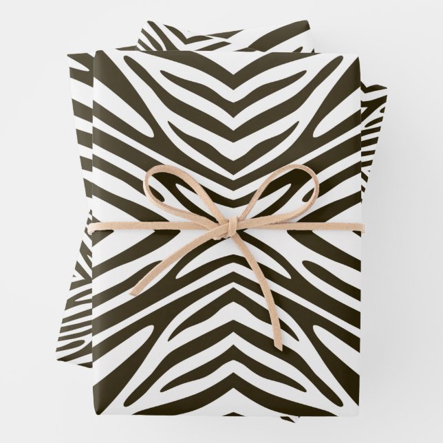 Café Mocha Neutral Zebra Wrapping Paper Sheet (In situ)