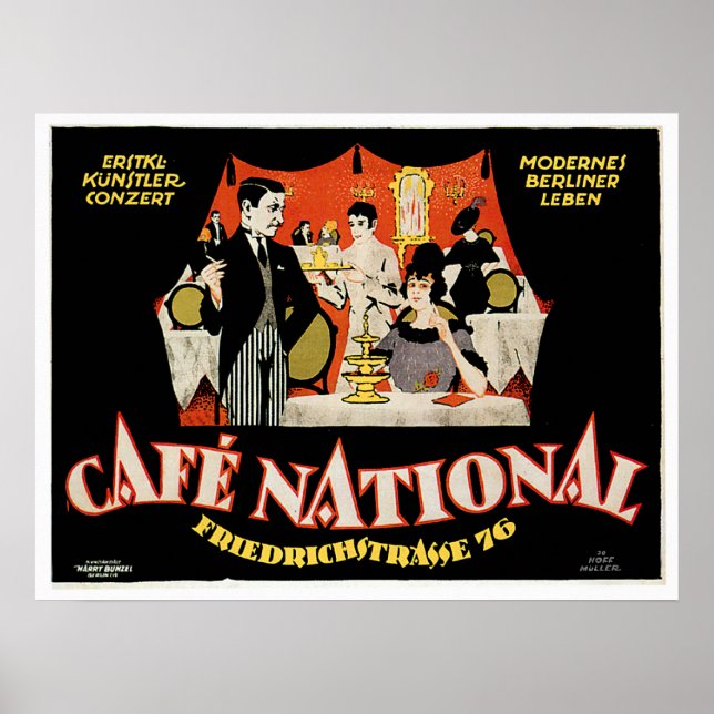 Cafe National Vintage Cafe Drink Ad Art Poster (Front)