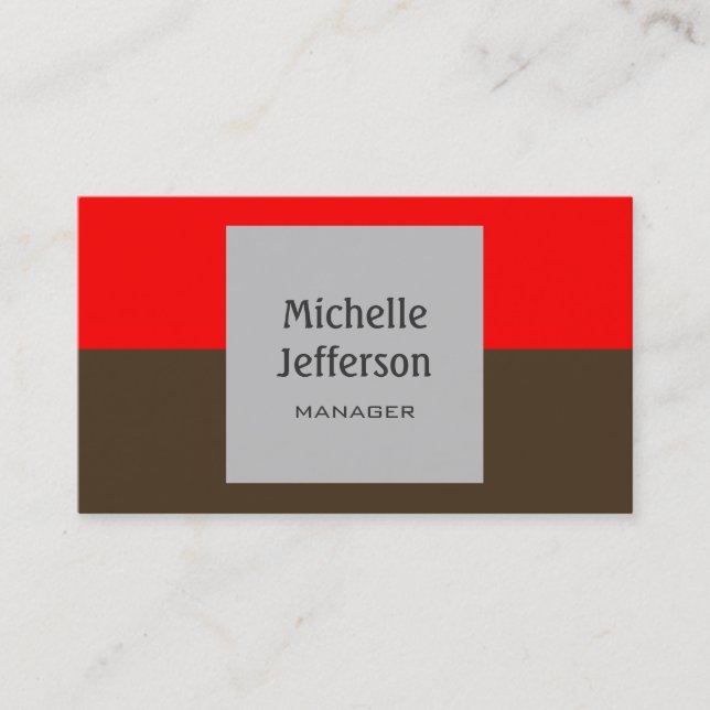 Cafe Noir Red Grey Horizontal Business Card (Front)