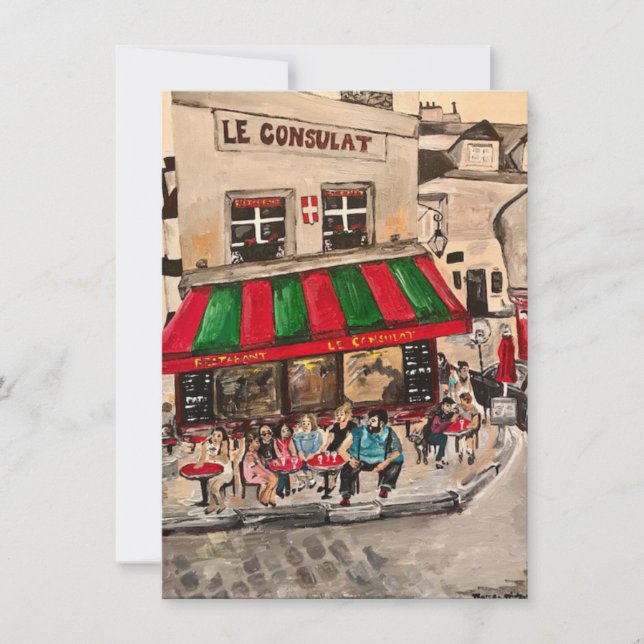 "Cafe on Rue Norvins, Montmartre" Paris Card (Front)