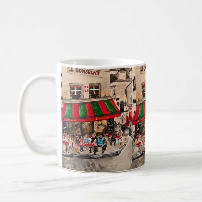 "Cafe on Rue Norvins, Montmartre" Paris Coffee Mug (Left)
