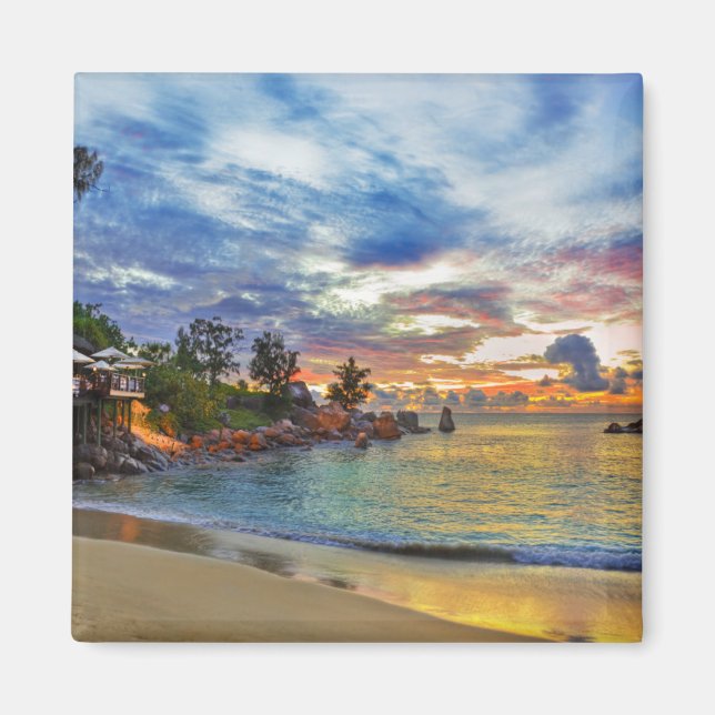 Cafe On Tropical Beach At Sunset Magnet (Front)