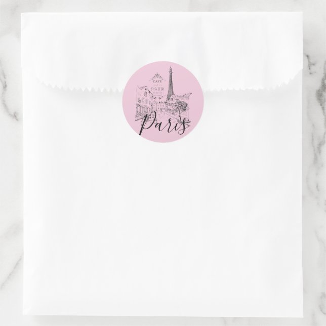 Cafe Paris   Classic Round Sticker (Bag)