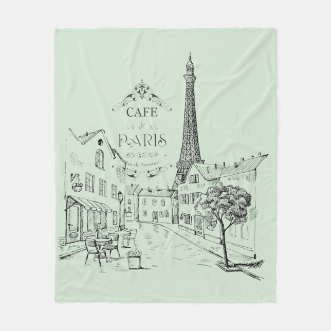 Cafe Paris Fleece Blanket (Front)