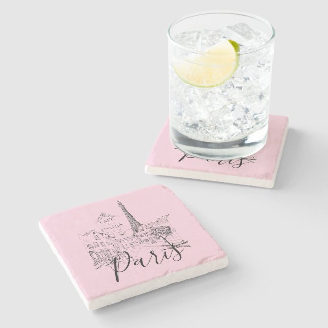 Cafe Paris   Stone Coaster (Side)