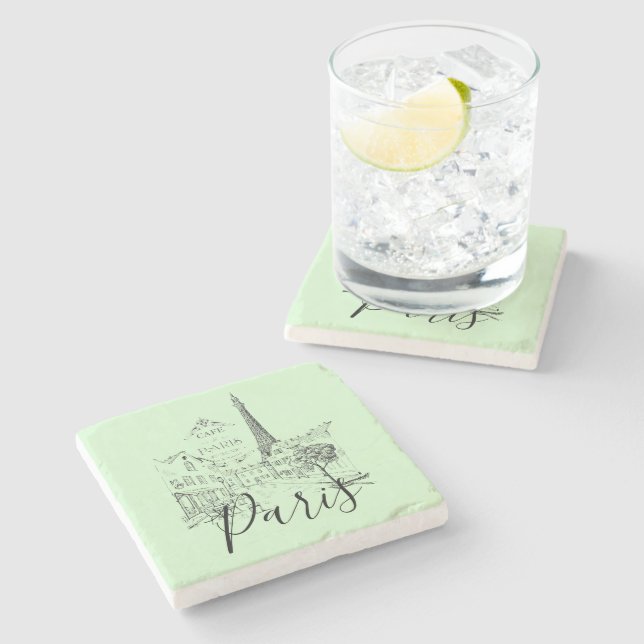 Cafe Paris   Stone Coaster (Side)