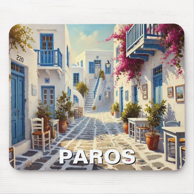 Cafe Paros Greece Islands Travel Mouse Mat (Front)