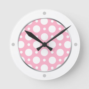 Cafe Pink Assorted Polka Dots Wall Clock